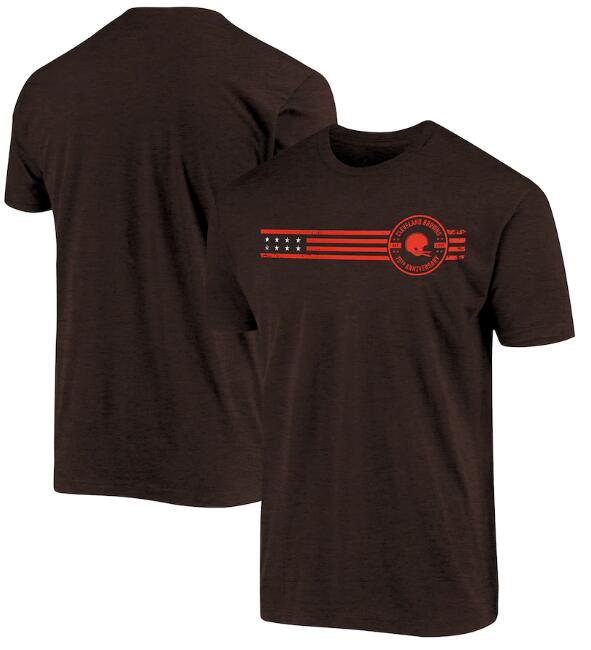 Men's Cleveland Browns 2021 Brown NFL 75th Anniversary T-Shirt Men's Cleveland Browns 2021 Brown NFL 75th Anniversary T-Shirt
